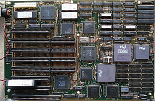 green and black computer motherboard, hardware, Intel 386, Mainboard, motherboards