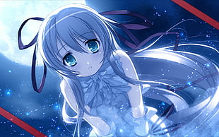 blue haired female anime character wallpaper