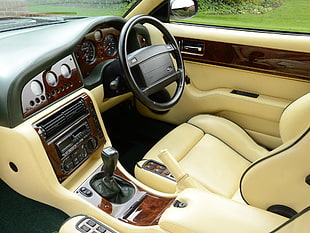 black and beige car interior