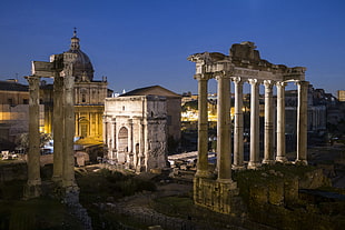 white concrete columns, Rome, Italy, Foro Romano, landscape