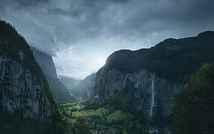 rocky mountain, nature, landscape, Switzerland, village HD wallpaper