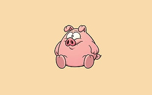 pig character illustration, minimalism, animals, simple background, digital art