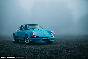 teal Porsche coupe, Porsche, 3.8 rsr, mist, blue