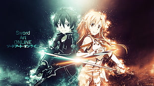 Sword Art Online poster, Sword Art Online, Yuuki Asuna, Kirigaya Kazuto, video games