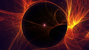 black hole illustration, abstract, wavy lines