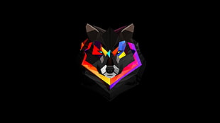 multicolored wolf illustration HD wallpaper