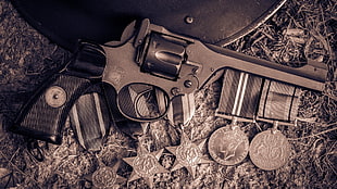gray and black revolver, pistol, weapon, gun, revolver HD wallpaper