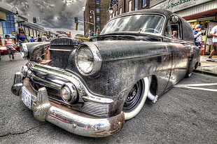 classic black coupe, Hot Rod, classic car, HDR