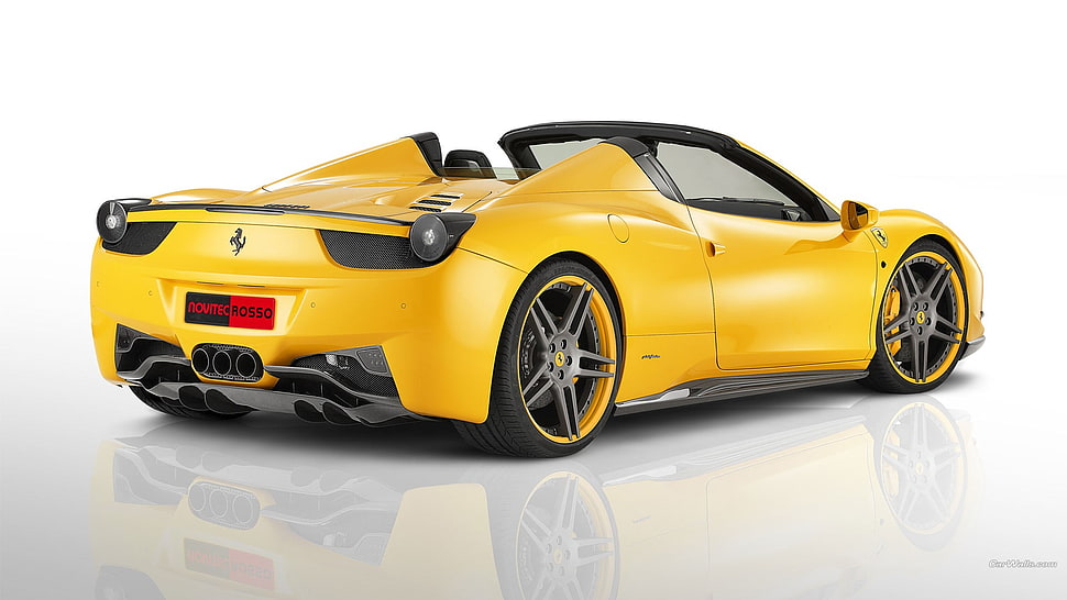 yellow convertible coupe, Ferrari 458, supercars, Ferrari, yellow cars HD wallpaper