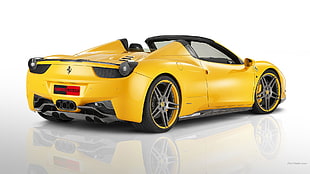 yellow convertible coupe, Ferrari 458, supercars, Ferrari, yellow cars