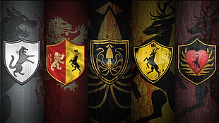 several logos, Game of Thrones, sigils, shield HD wallpaper