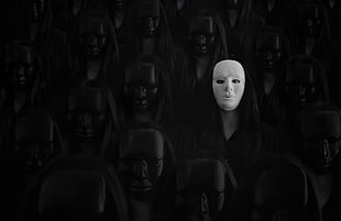 white mask, dark, mask