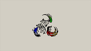three Pokemons illustration, white background, Pokémon