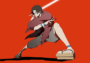 male anime character holding sword illustration, anime, Mugen, Samurai Champloo, anime boys