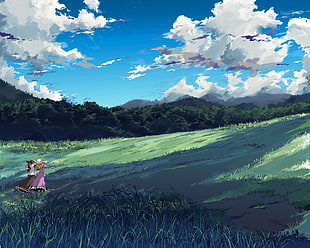green grasses illustration, manga, anime