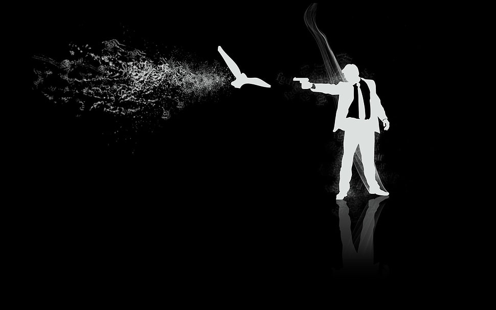 typography, black, birds HD wallpaper