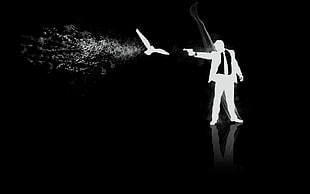 typography, black, birds HD wallpaper