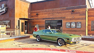 green muscle car, Ford Mustang, Ford, car, vehicle