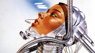 illustration of cyborg lifting it's head