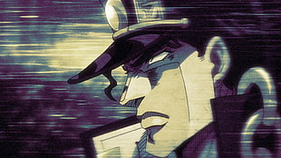 man in black hat anime illustration, JoJo's Bizarre Adventure: Stardust Crusaders, Jotaro Kujo, JoJo's Bizarre Adventure HD wallpaper