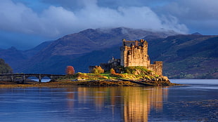brown castle, Scotland, UK, Eilean Donan, castle HD wallpaper