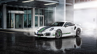 white sports coupe, Porsche 911, TechArt, Porsche, Porsche 911 Turbo