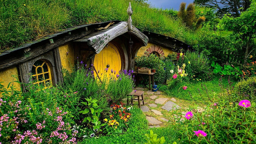 The Hobbit wallpaper, nature, landscape, house, New Zealand HD wallpaper
