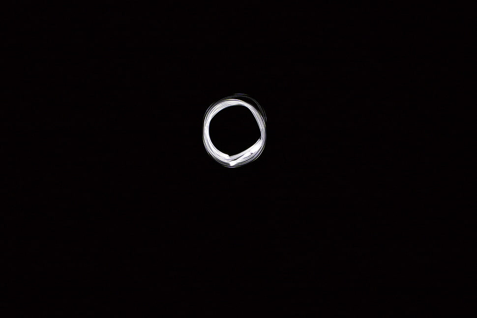 round silver-colored accessory, Circle, Backlight, Black background HD wallpaper