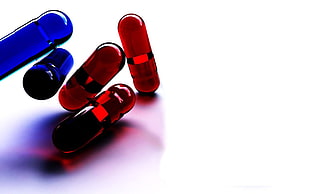 blue and red soft gels, drugs, pills HD wallpaper