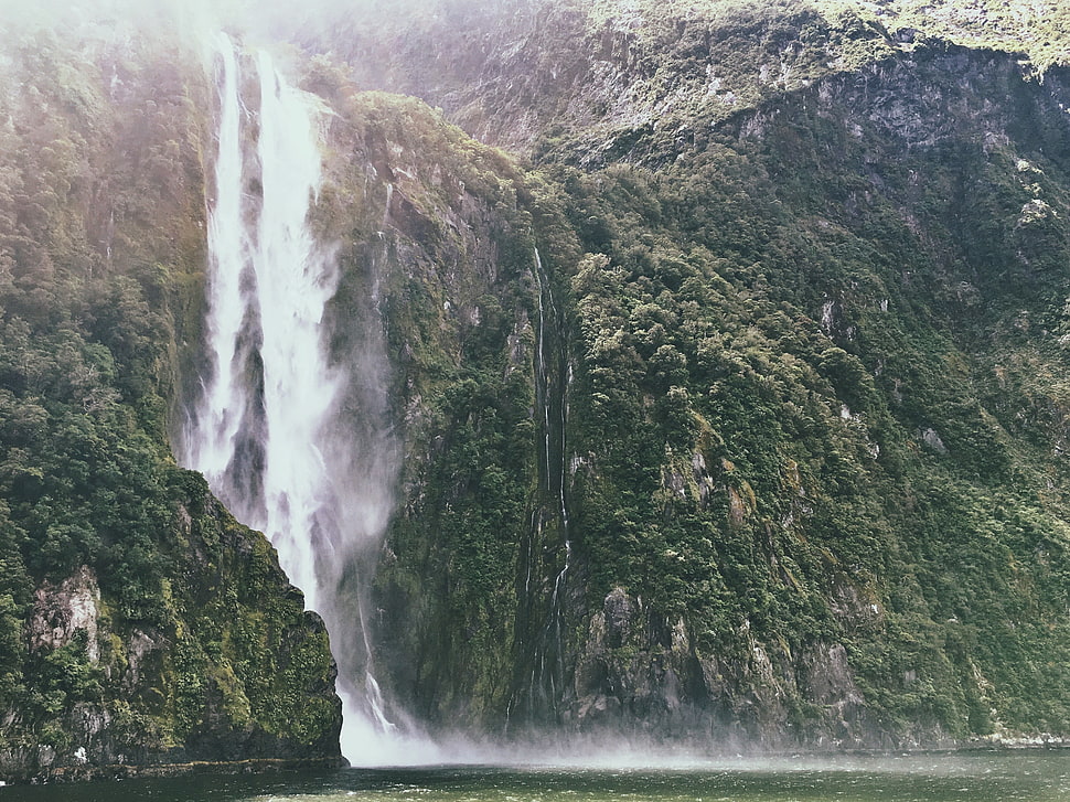 waterfall digital wallpaper HD wallpaper