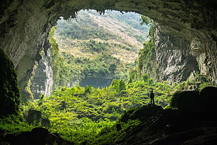 gray cave, nature, cave, China