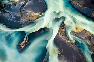 abstract painting, river, satellite photo, river delta