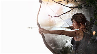 female archer wearing tank top game poster