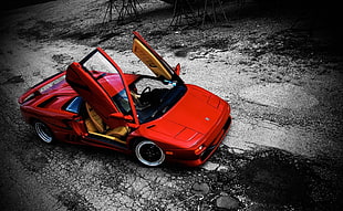 red Ferrari coupe, car, red cars, vehicle, Diablo