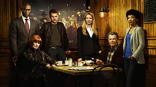 men's black leather jacket, Fringe (TV series), Anna Torv, Olivia Dunham, Joshua Jackson HD wallpaper