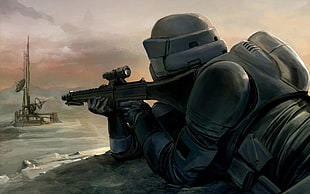 army illustration, Star Wars, sniper rifle, artwork, rifles