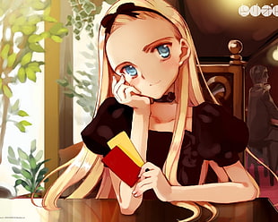 girl with yellow hair and black top character