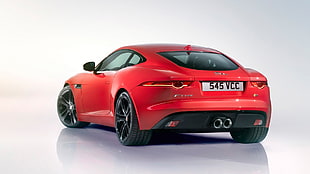 red fastback car, car, Jaguar F-Type, coupe, red cars