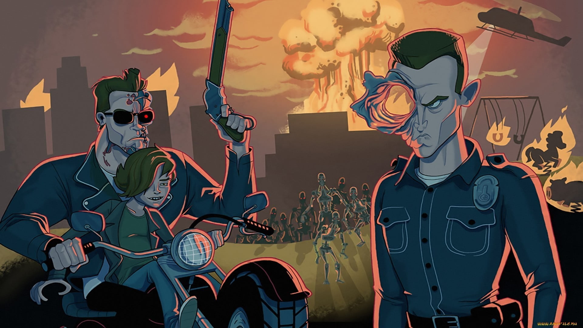 Terminator animated movie still, movies, artwork