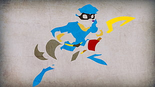 blue, white, and red abstract painting, Sly Cooper, classics