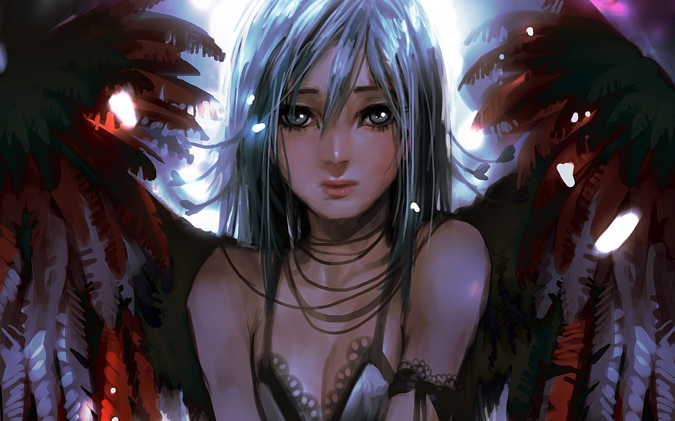 female with wings cartoon character, fantasy art HD wallpaper