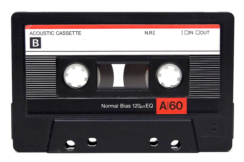 white and black acoustic cassette, cassette, tape, vintage HD wallpaper