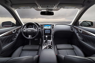 black and gray Infiniti vehicle interior