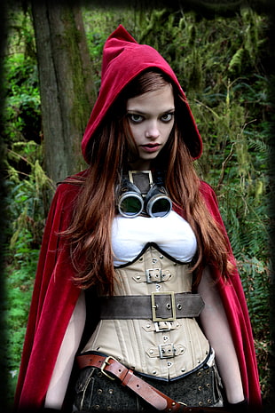 red riding hood cosplay, cosplay, steampunk, Little Red Riding Hood HD wallpaper