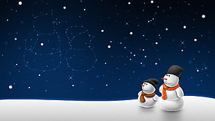 two snowman illustration HD wallpaper