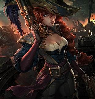 woman holding pistol character wallpaper, League of Legends, Miss Fortune (League of Legends)