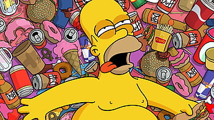 The Simpsons Homer Simpson, Homer Simpson, The Simpsons, food, Duff HD wallpaper