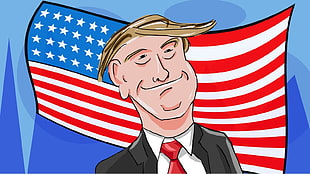 Donald Trump illustration, Donald Trump, cartoon, caricature, presidents