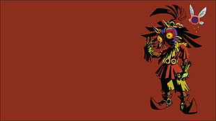 red and yellow scarecrow illustration, Zelda, The Legend of Zelda, red background, video games