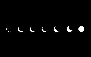 eclipse illustration, minimalism, artwork, black background, black
